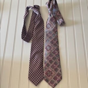 Bundle of Pink and Purple Patterned Men's Silk Ties Perry Ellis Van Heusen